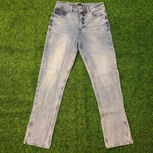 Fashion Nova Light Blue Split Hem Denim Jeans